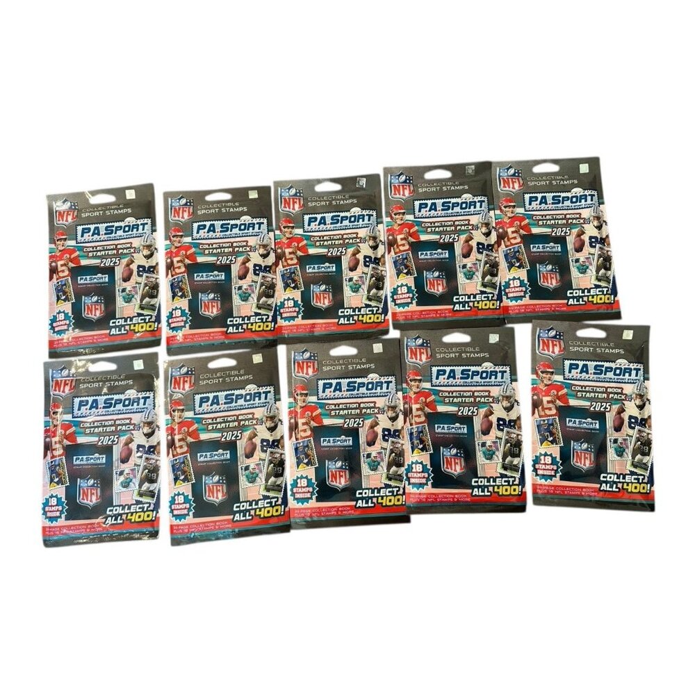 P.A. Sport NFL 18 Stamp Collectible Book Series 3 2025 Starter Pack Lot of 10‎